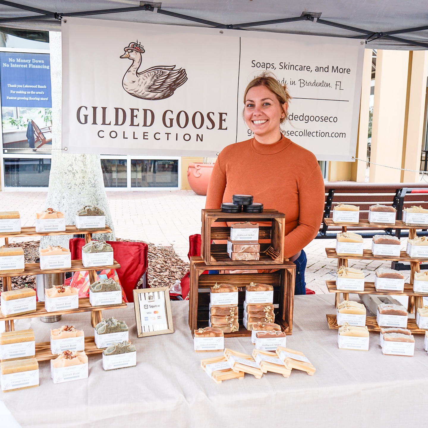 Vendor selling goods at an outdoor market
