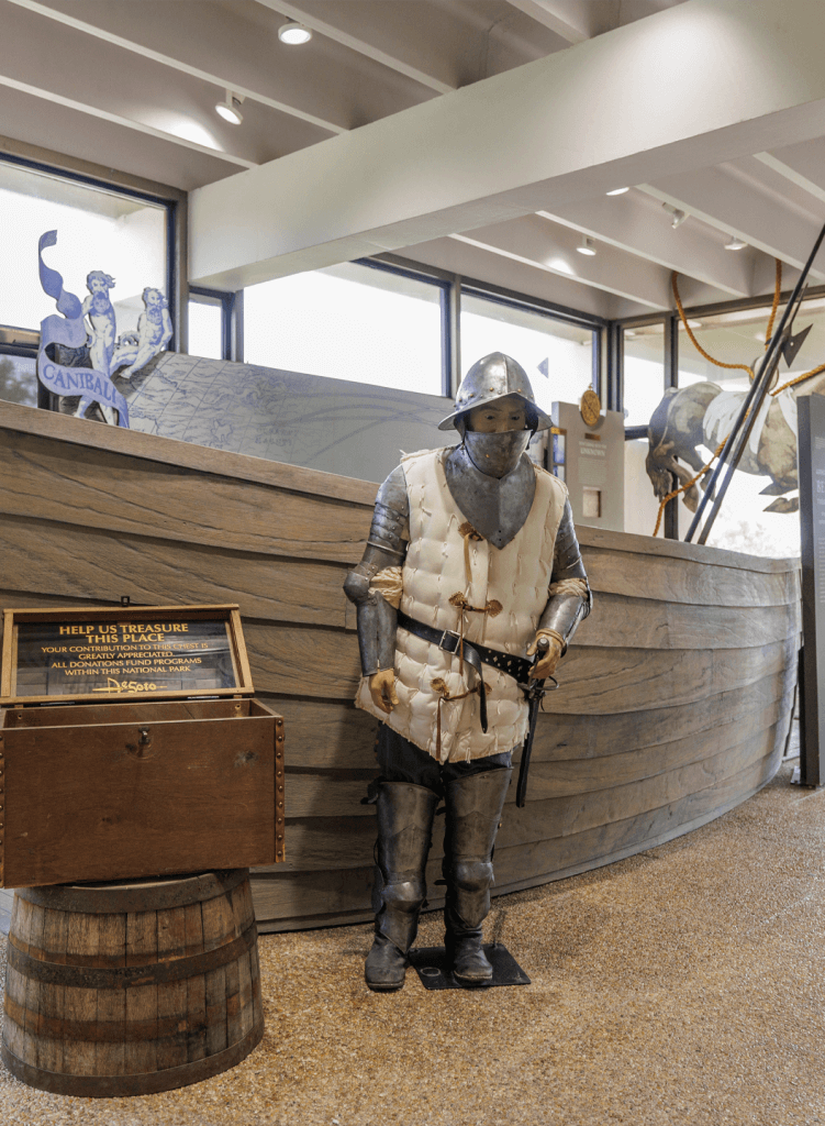 figure of spanish conquistador at De Soto National Memorial